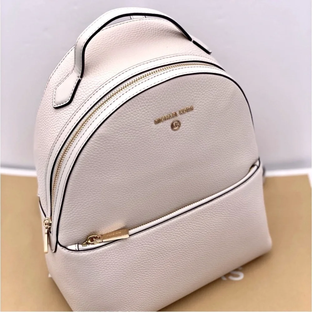 Michael Kors Valerie Medium Light Cream Pebbled Leather Backpack
